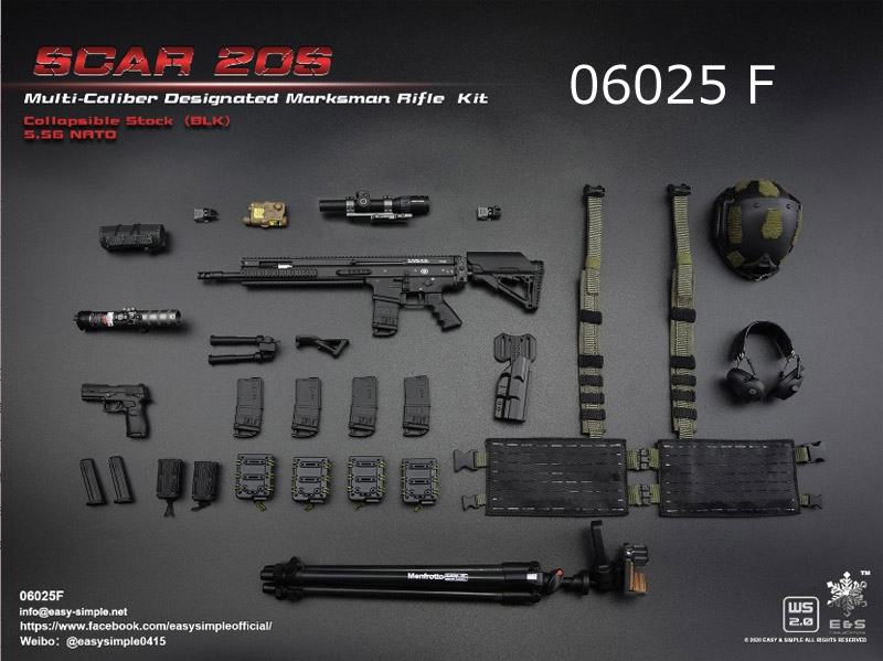 【EASY&SIMPLE】06025 ABCDEF SCAR 20S Multi Caliber DMR Kit 1/6スケール ライフル