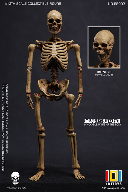 【101TOYS】ES002 1/12 PALM ELF SERIES SKELETON FRAME BODY -Original color version スケルトン ボディ 骸骨 骨格模型