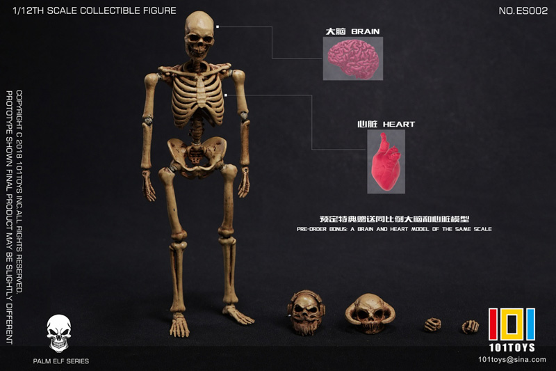 【101TOYS】ES002 1/12 PALM ELF SERIES SKELETON FRAME BODY -Original color version スケルトン ボディ 骸骨 骨格模型