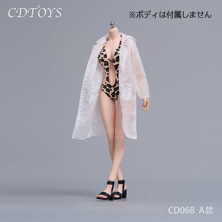 【CDToys】CD068 1:6 One-Piece Bikini Sun Protection Clothing Set 女性用水着 ビキニ &ラッシュガード&ハイヒール