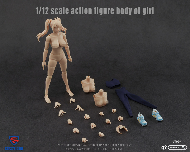 【crazyfigure】LT004 1/12 scale action figure body of girl アクションフィギュアボディ アニメボディ 1/12スケール 女性ボディ素体