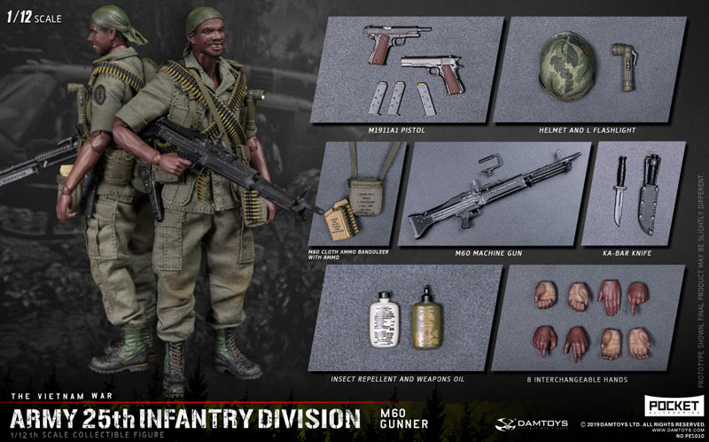 【DAM】PES010 1/12 ARMY 25th Infantry Division M60 GUNNER ベトナム戦争 アメリカ陸軍 第25歩兵師団 M60機関銃手